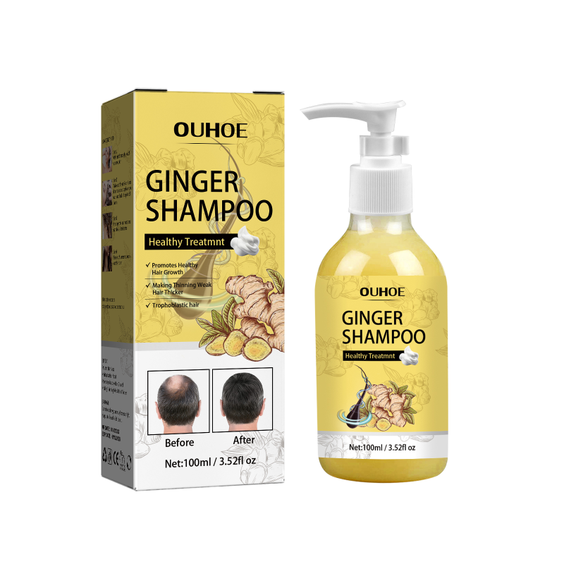 main OUHOE Ginger Dense Hair Shampoo, Moisturizes Reduces Itchiness, Strengthens Dense And Fluffy Hair Care Shampoo