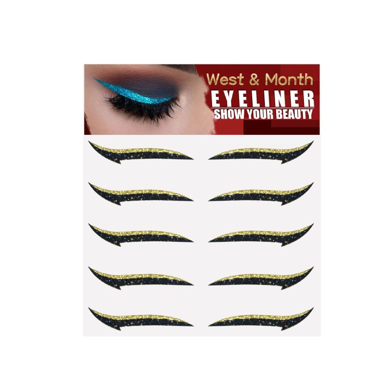 main West&Month Eyeliner Stickers, Silver Light Makeup Eye Patch Party Nightclub Stage Silver Light Stage Double Eyelid Patch