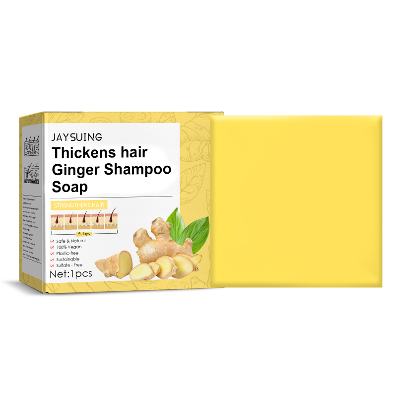 main Jaysuing Ginger Dense Hair Soap, Moisturizes Hair Ends And Roots Cleansing Scalp Hair Care Shampoo Soap