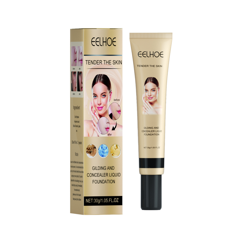 main EELHOE Concealer Liquid Foundation, Brightening Skin Nude Concealer Natural Setting Moisturizing Pore-Covering Liquid Foundation