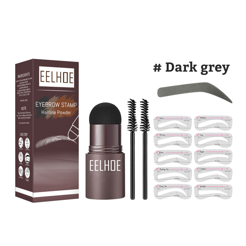 main EELHOE Eyebrow Print Mold Eyebrow Drawing Magic Tool (Dark Grey Set) Lazy Eyebrow Filling Makeup Waterproof And Sweat-Proof Eyebrow Cake Hairline Powder