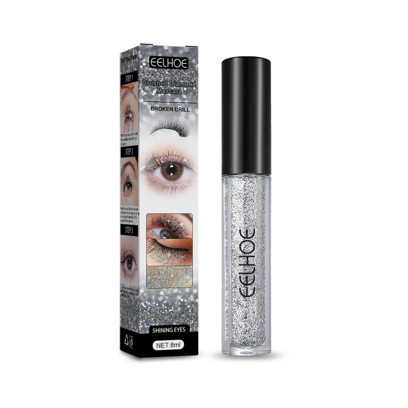 main EELHOE Crushed Diamond Mascara, Set Primer Instant Dry Film Flash Tear Eye Non-Smell-Free Mascara