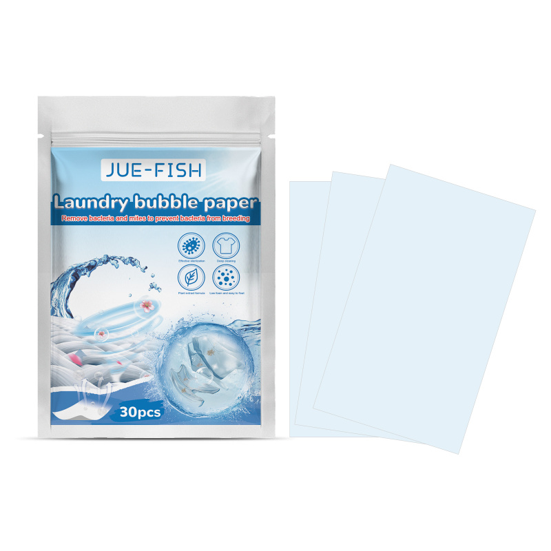 main Jue-Fish Laundry Bubble Paper, Laundry Detergent Long Lasting Fragrance Protective Coat Clean White Concentrated Laundry Tablets