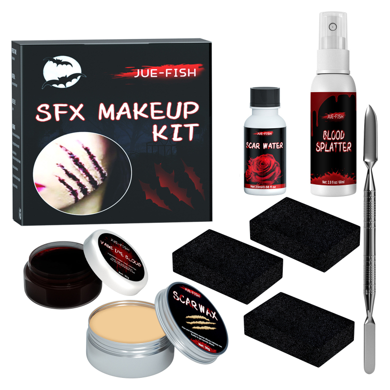 main Jue-Fish Halloween Makeup Kit, Simulates Plasma Skin Wax-Shaped Scar Water Wound Makeup Halloween Makeup Kit