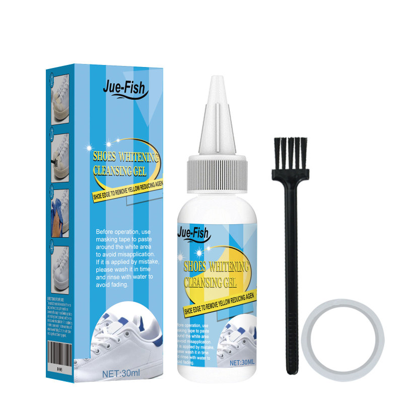 main Jue-Fish White Shoes Cleaner, White Shoes Strong Stain Removal Decontamination Yellow Whitening Cleaner