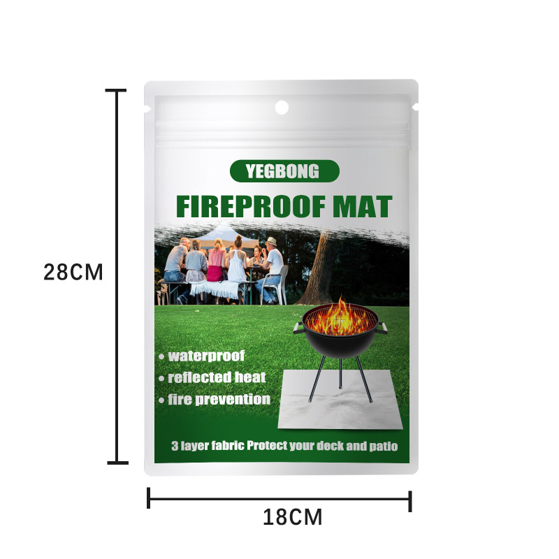 Yegbong Lawn Fire Mat, Outdoor Terrace Barbecue Fire Mat Silver Rectangular Protective Mat