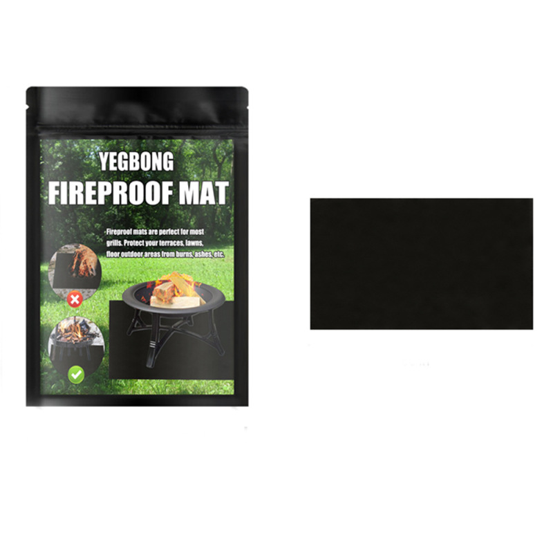 Yegbong Fire Mat For Fireplace Fire Pot, Outdoor Lawn Terrace Barbecue Black Square Protective Mat Fire Mat