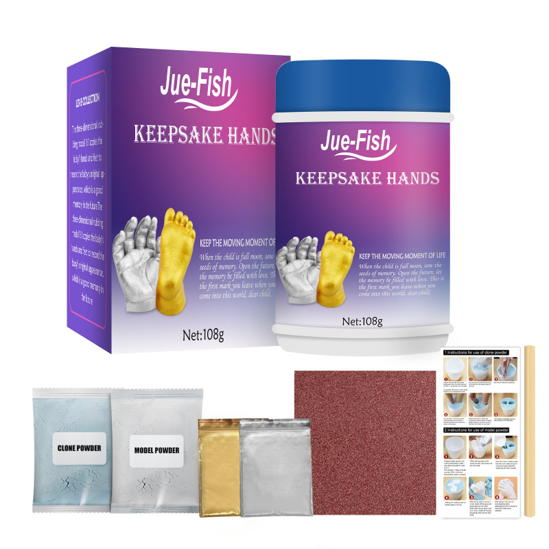 Jue-Fish Baby Three-Dimensional Hand Model Powder, Children Full Moon 100 Days Hand Footprint Souvenir 3d Clone Model Powder