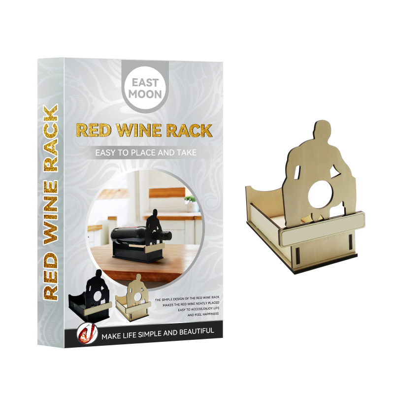 main East Moon Wine Rack, Home Display Rack Storage Function Storage Rack Collection Wine Decorative Wooden Rack