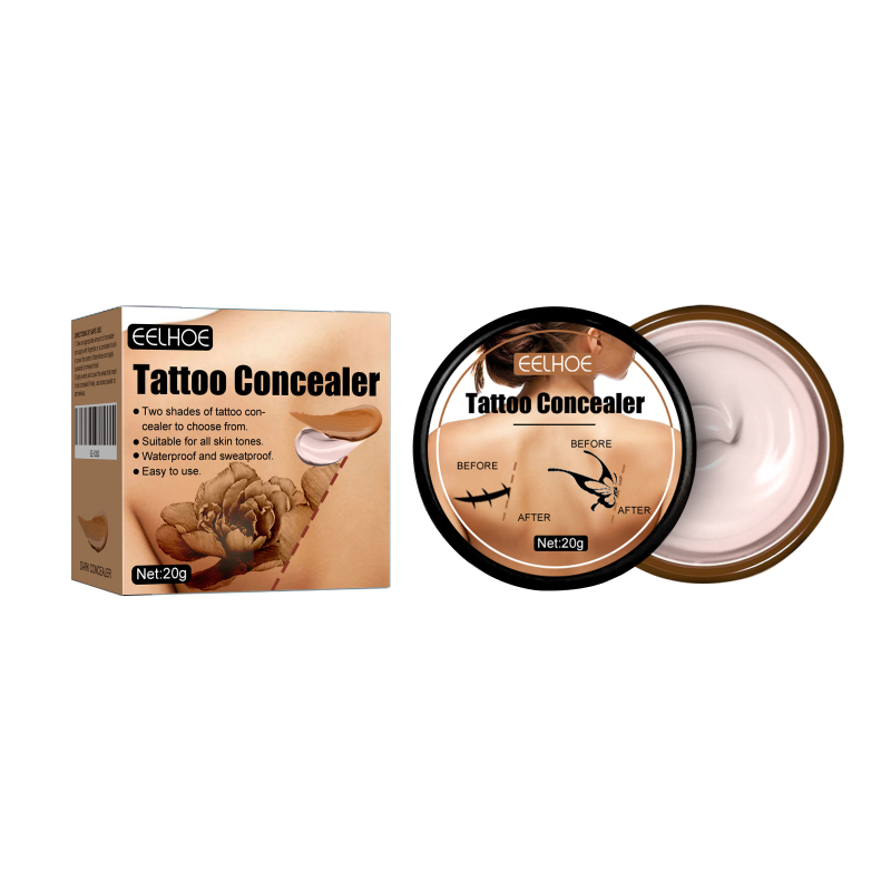 EELHOE Tattoo Concealer, Brightening Invisible Waterproof Hides Tattoos Two-Tone Concealer