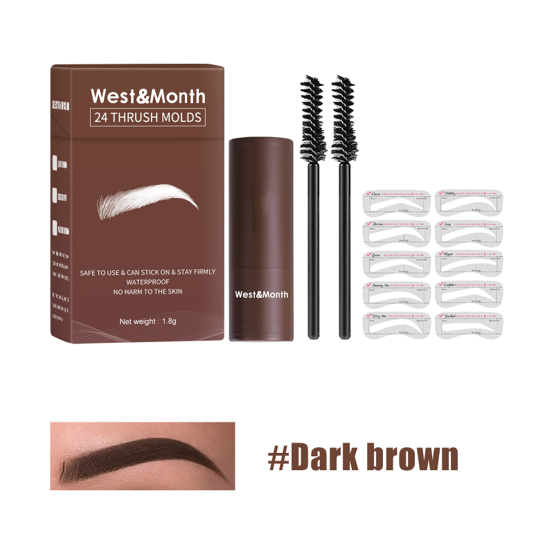 main West&month 24 Thrush Molds, Lazy Brow Print Eyebrow Powder Set Durable Waterproof, Sweat Resistant, Makeup Free And Smudge