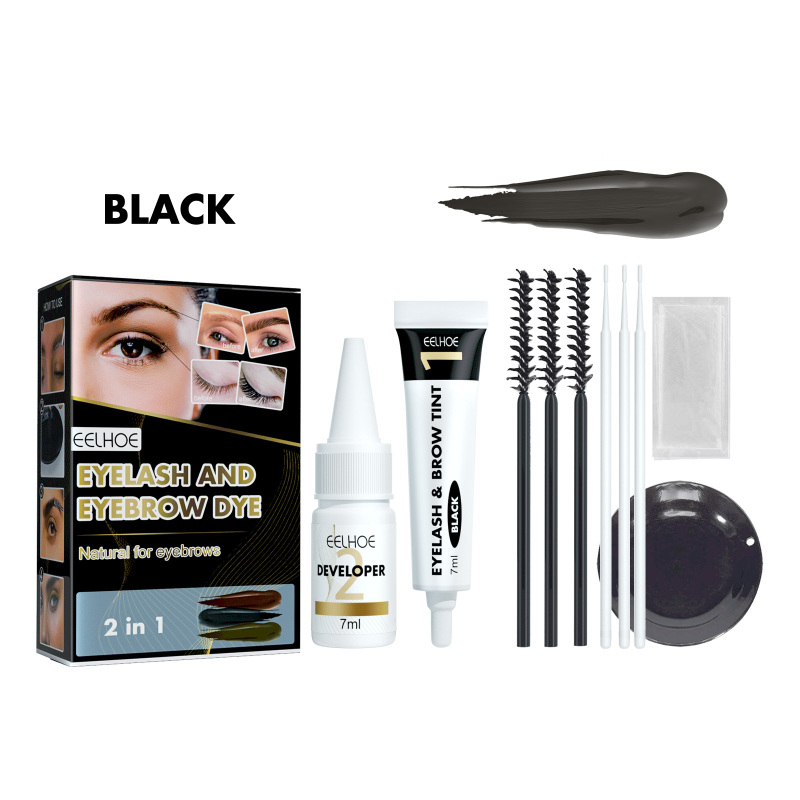 main EELHOE Eyebrow And Eyelash Dyeing Set Anti-Perspiration, Non-Fading, Non-Smushing 2-In-1 Eyelash And Eyebrow Dyeing Set