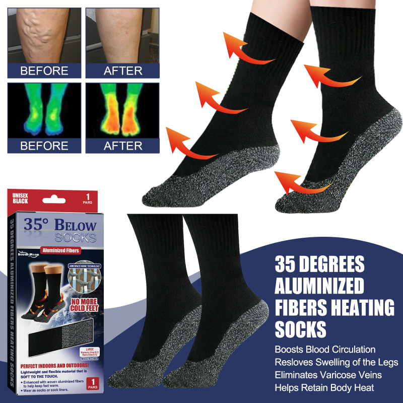 main South Moon 35 Degrees Aluminized Fibers Heating Socks, Relieve Vein Spontaneous Heat Constant Temperature Comfortable Warm Foot Cold Protection Socks