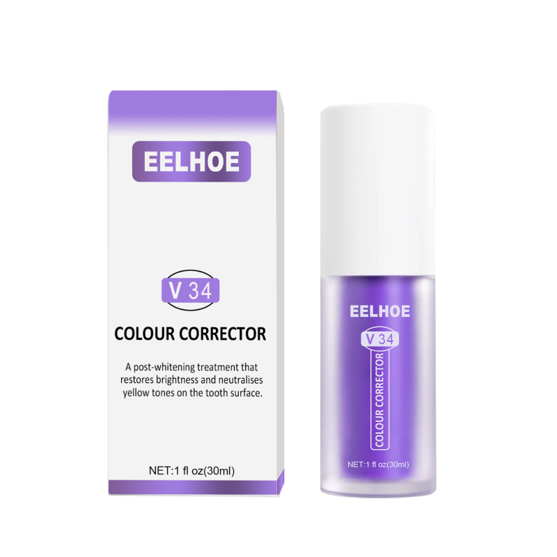 main EELHOE V34 Colour Corrector, Mouth Shine White Clean Stains Shine White Teeth Purple Toothpaste