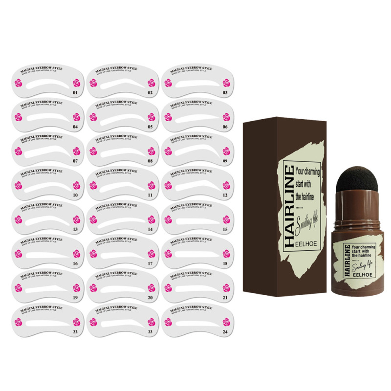 EELHOE Hairline Eyebrow Marks (Black With Eyebrow Card) Eyebrow Cake For Hairline Eyebrow Marks, Natural And Lazy Eyebrows, Quick Makeup For Eyebrow Marks