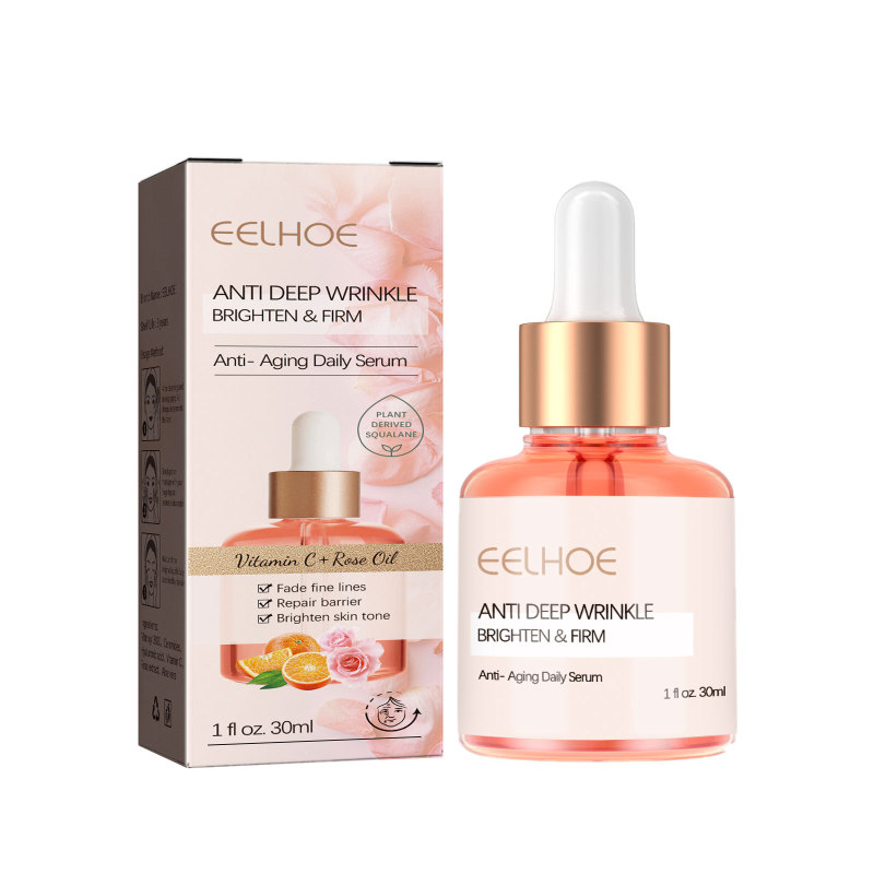EELHOE Rose Oil, VC Anti-Aging Essence Full Hydrating Chinese Face Firming Anti-Wrinkle Early Age Law Wrinkles Raised Head Lines