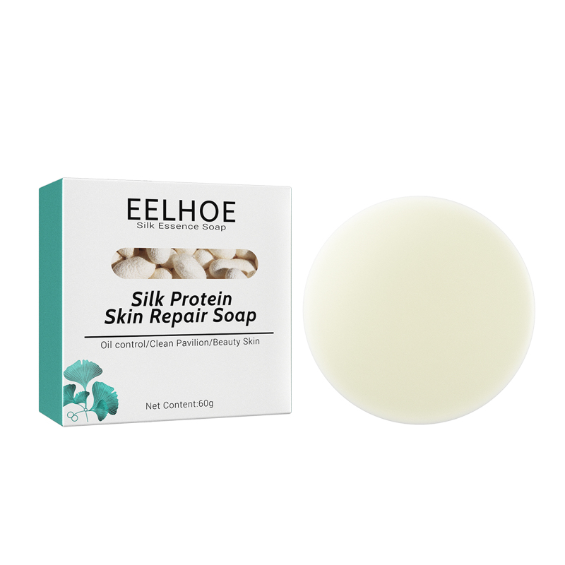 EELHOE Silk Protein Mask Soap (Round Type) Deeply Cleanses And Repairs The Skin, Moisturizes And Rejuvenates The Skin. Silk Goat Milk Cleansing Soap