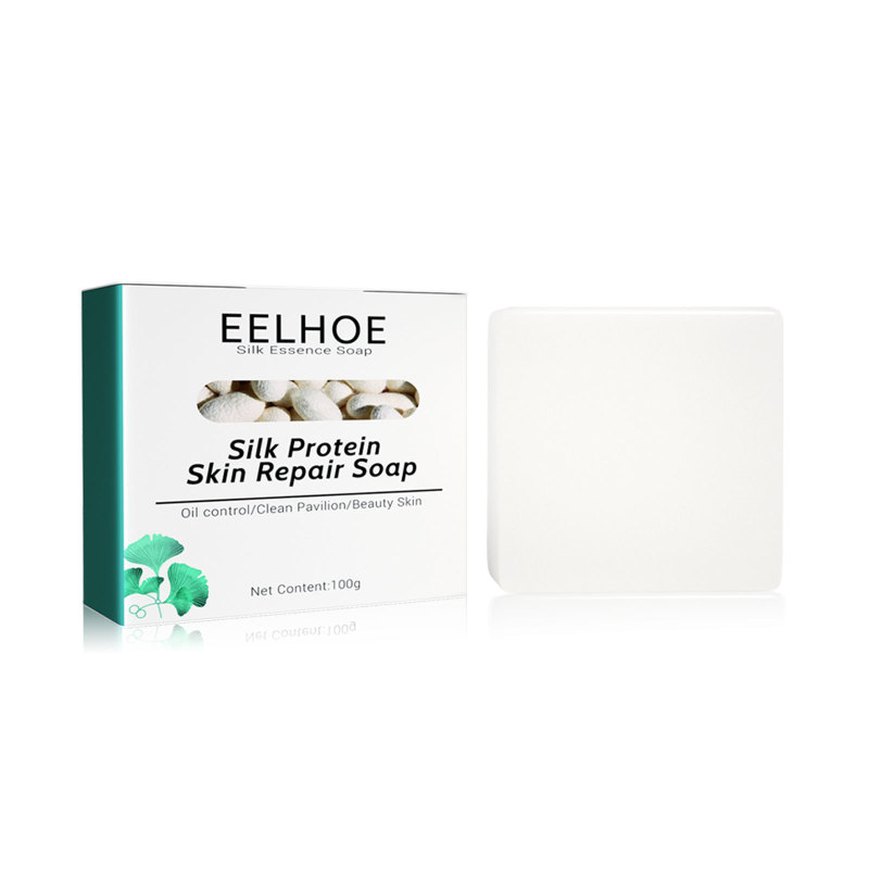 EELHOE Silk Protein Mask Soap (Square Version) Deeply Cleanses And Repairs The Skin, Moisturizes And Rejuvenates The Skin. Silk Goat Milk Cleansing Soap