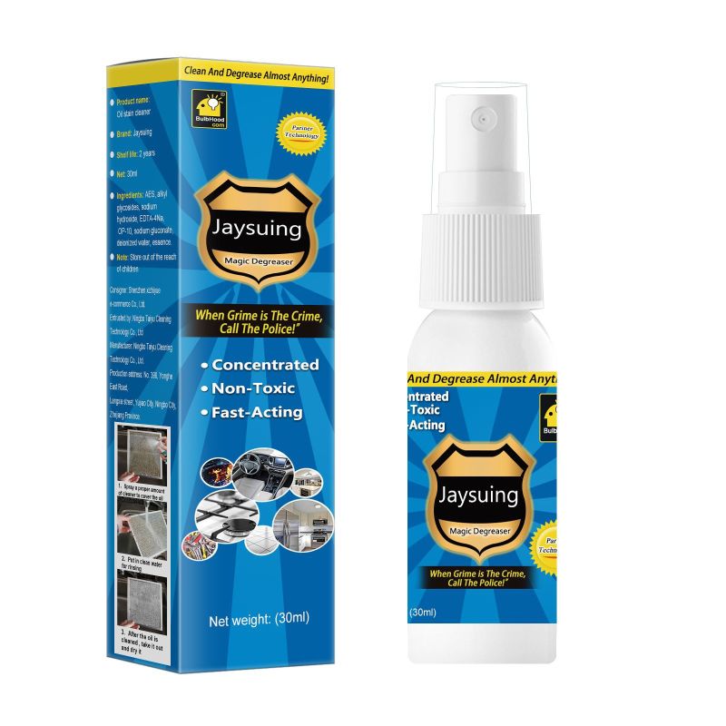 Jaysuing Oil Stain Cleaner (30ml Set) Kitchen Range Hood Heavy Oil Stain Cleaning Tile Stove Dissolving Oil Stain Cleaner Multi-Functional Cleaner