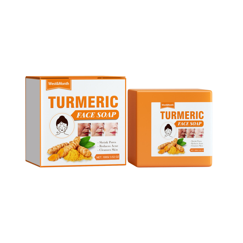 main West&Month Turmeric Face Soap, Face Repair Gentle Cleansing, Fade Spots And Smooth Fine Lines Cleaner Soap