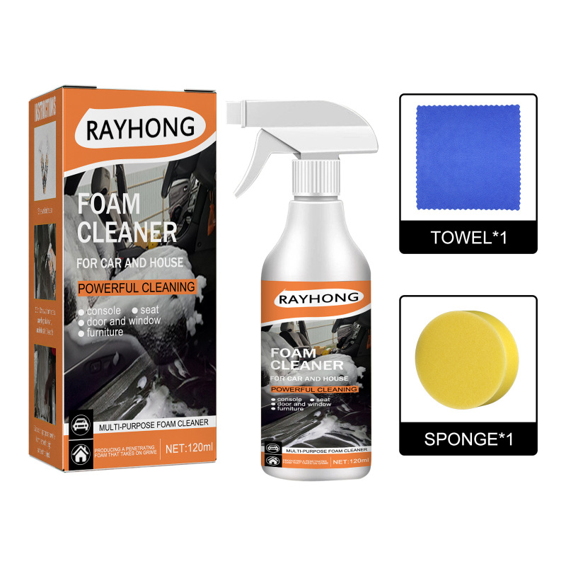 main Rayhong Multi-Functional Foam Cleaner For Cars (120ml Set) - A Stain Cleaner For Car Steering Wheels And Plastic Fabric Seats