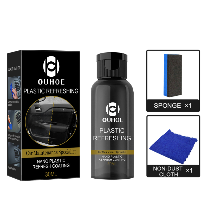 OUHOE Car Plastic Dashboard Refurbisher (30ml Box) Dust-Proof Repair, Interior Cleaning And Polishing, Plastic Whitening Maintenance