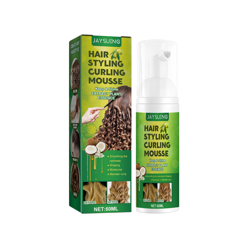 Jaysuing Fluffy Curl Styling Mousse, Anti-Frizz Curl Moisturizing Treatment Foam Styling Mousse