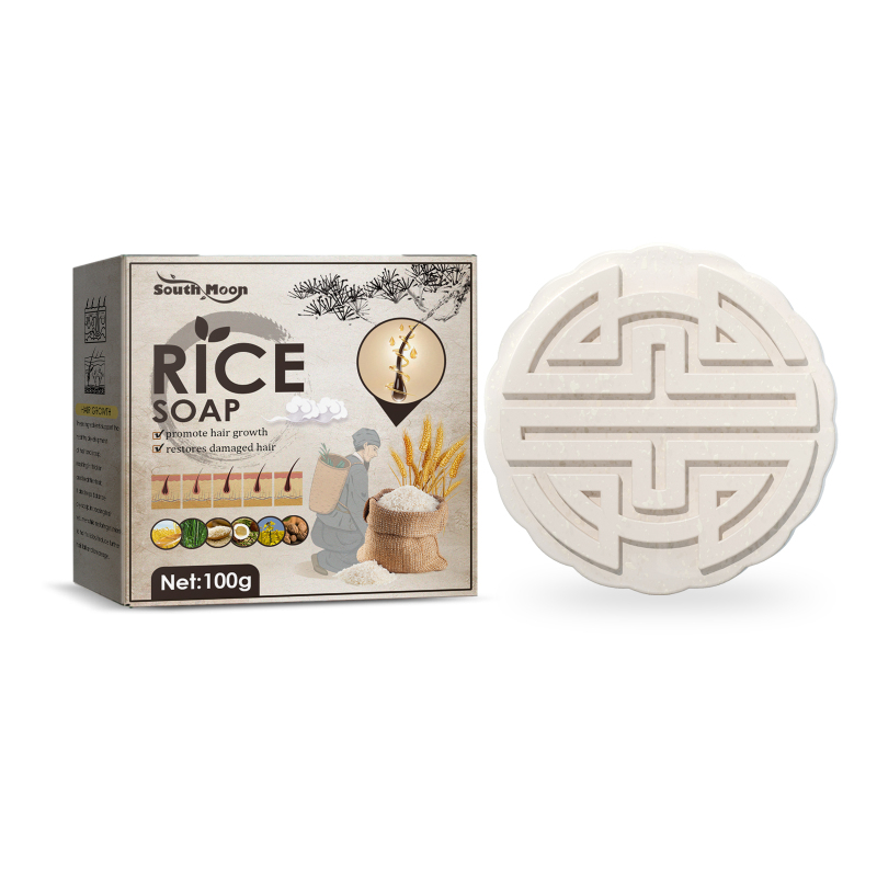 main South Moon Rice Shampoo Soap, Deep Cleaning Nourishes Hair Root Hair Growth, Prevents Hair Loss And Strengthens Hair