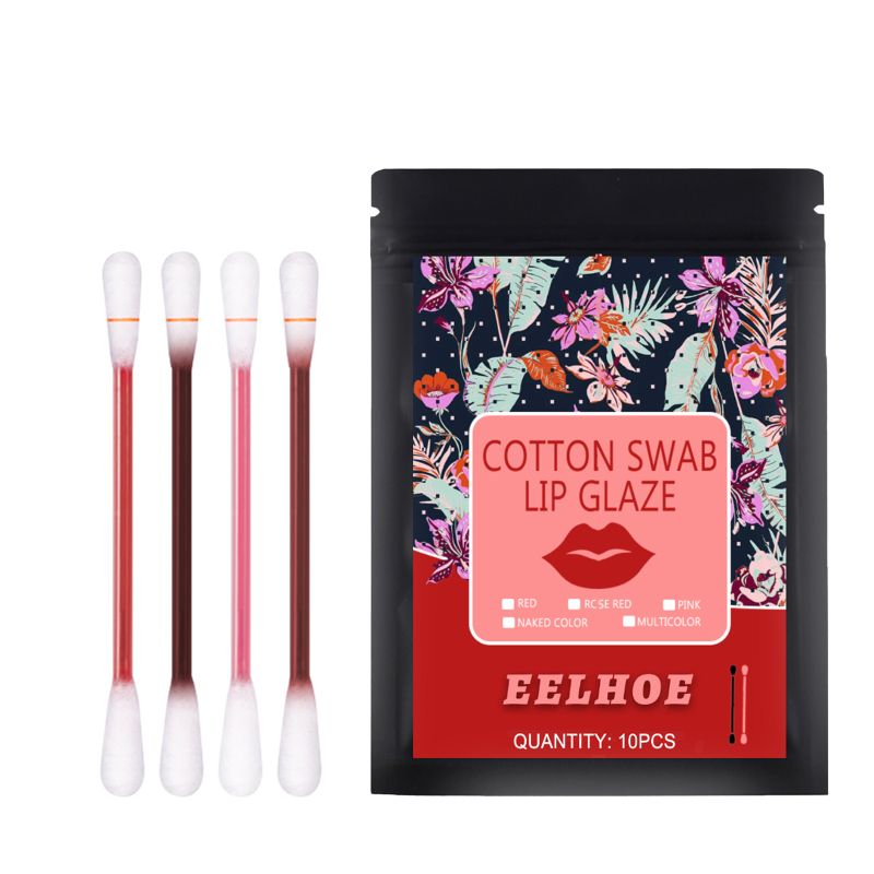 main EELHOE Cotton Tip Lip Glaze, Cotton Swab Lipstick Moisturizing Non-Stick Cup Portable Lip Brush Dyeing Lip Liquid Disposable Lipstick Liquid
