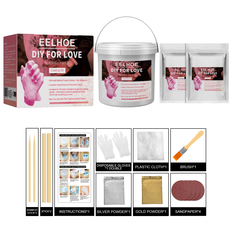 EELHOE Keepsake Hands Casting Kit, Three-Dimensional Hand Model To Make Clone Valentine's Day Gift Model Powder
