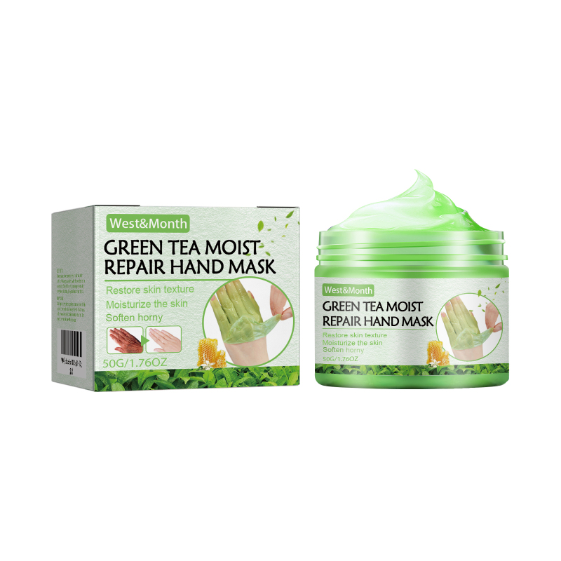 main West&Month Green Tea Moist Repair Hand Mask, Moisturizing Tender Skin Removing Dead Skin Preventing Dry Cracking And Firming Care Hand Mask
