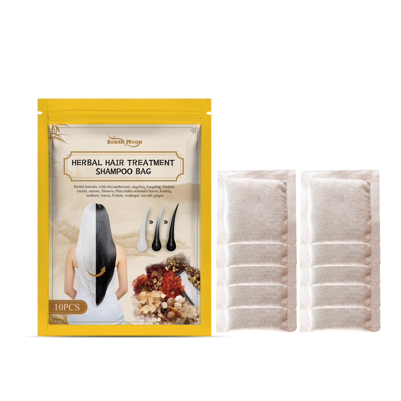 main South Moon Herbal Hair Treatment Shampoo Bag, Ginger Essence Moisturizes Hair Natural Black Hair Cleansing Care