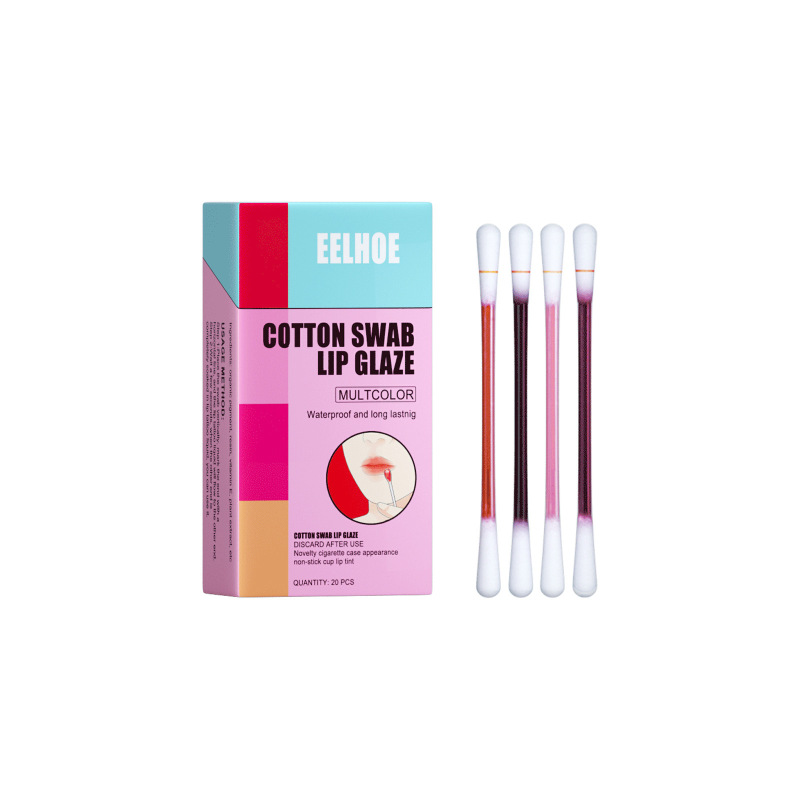 main EELHOE Cotton Swab Lipstick, Portable Cigarette Case Lipstick Dye Lip Liquid Lip Gloss Lip Glaze Non-Stick Cup Moisture Lasting