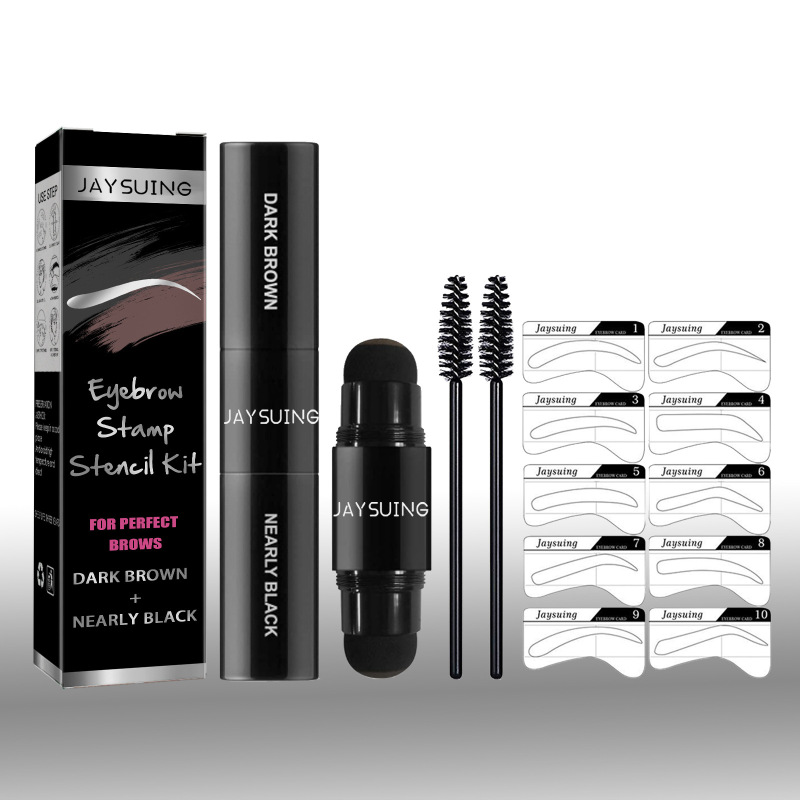 Jaysuing Eyebrow Stamp Stencil Kit, Lazy People On Makeup Eyebrow Print Eyebrow Cream Hairline Natural Waterproof Non-Smudging Eyebrow Cream