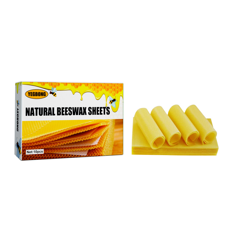 main Yegbong Natural Beeswax Sheets, Beekeeping Bee With Excellent Deep Cell Nest Honey Base Piece Nest Base Honeycomb Wax Piece