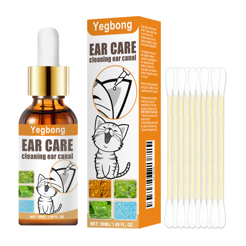 main Yegbong Pet Ear Cleaner, Ear Mite For Cats And Dogs Anti-Itch Cleaning Ear Drops Purify Ear Canal And Deodorize