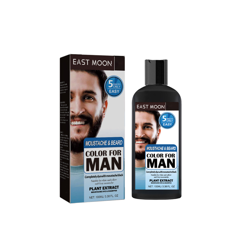 main East Moon Beard Hair Dye Color Shampoo, Quick Color Black For Men's Hair And Beard Slit Drying Treatment