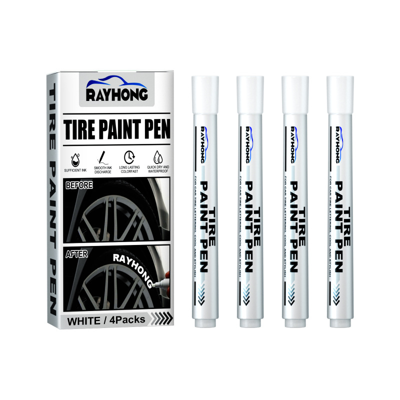main Rayhong Tire Paint Pen, Car Tire Letter Pen Decorative Modification Supplies Graffiti Tracing Birthmark Pen
