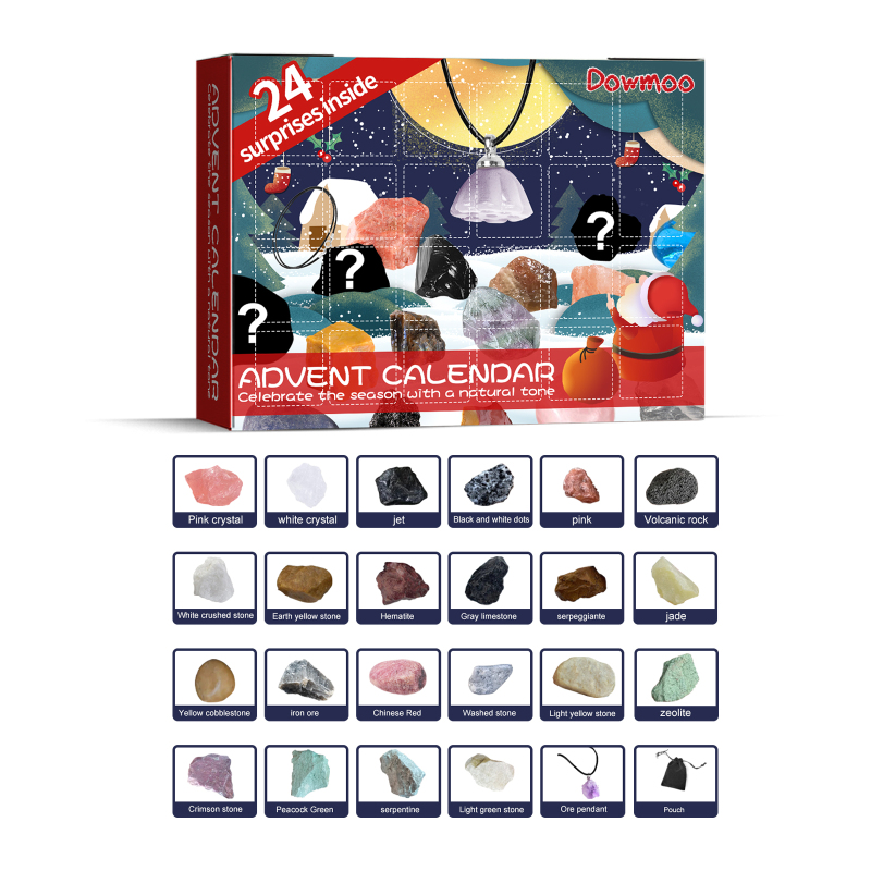 Dowmoo Christmas Advent Calendar Mineral Blind Box, 24-Box Christmas Gift Toy Mineral Blind Box