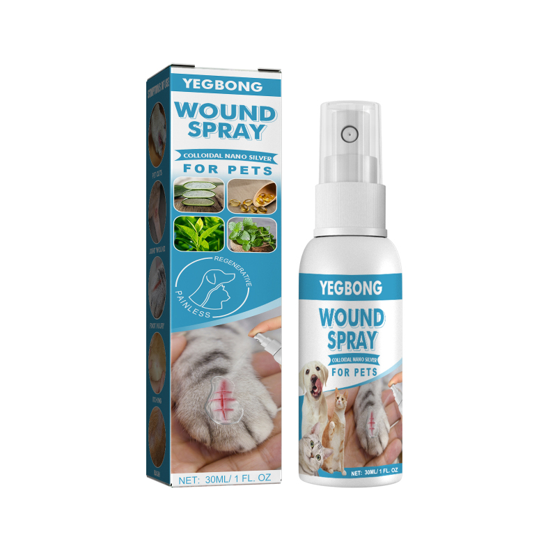 main Yegbong Pet Wound Spray, Dog And Cat Skin Rash Moss Scratching Wound Wound Treatment Repair Blocking Bacteria Solution