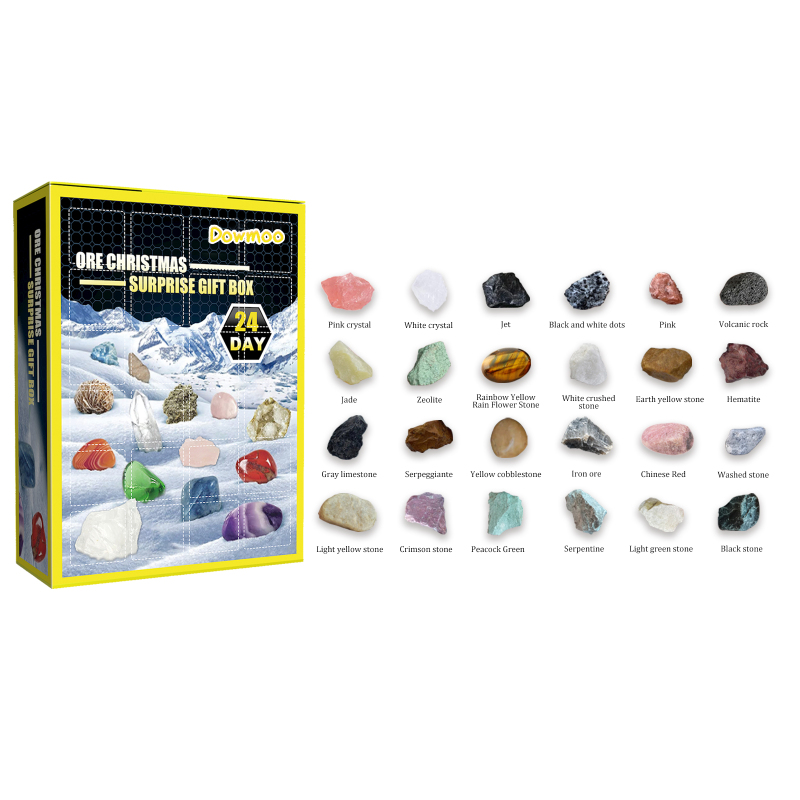 main Dowmoo 24 Grille Ore Blind Box, Christmas 24 Days Multi-Colored Ore Toy Gift Box