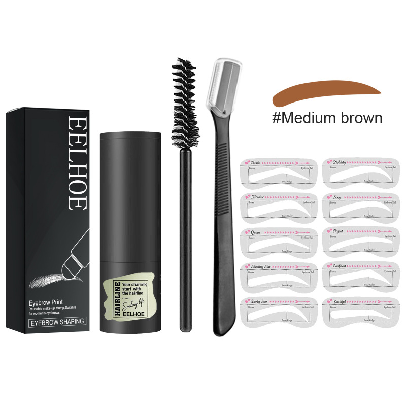 EELHOE  Brow Print Set, Waterproof Stereo-Plastic Eyebrow Styling Quick Eyebrow Card Make-Up Natural Hairline Powder