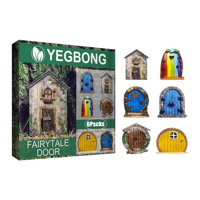 main Yegbong Garden Decoration Fairytale Gate, Courtyard Tree Decoration Wooden Miniature Dwarf Decoration Fairytale Gate